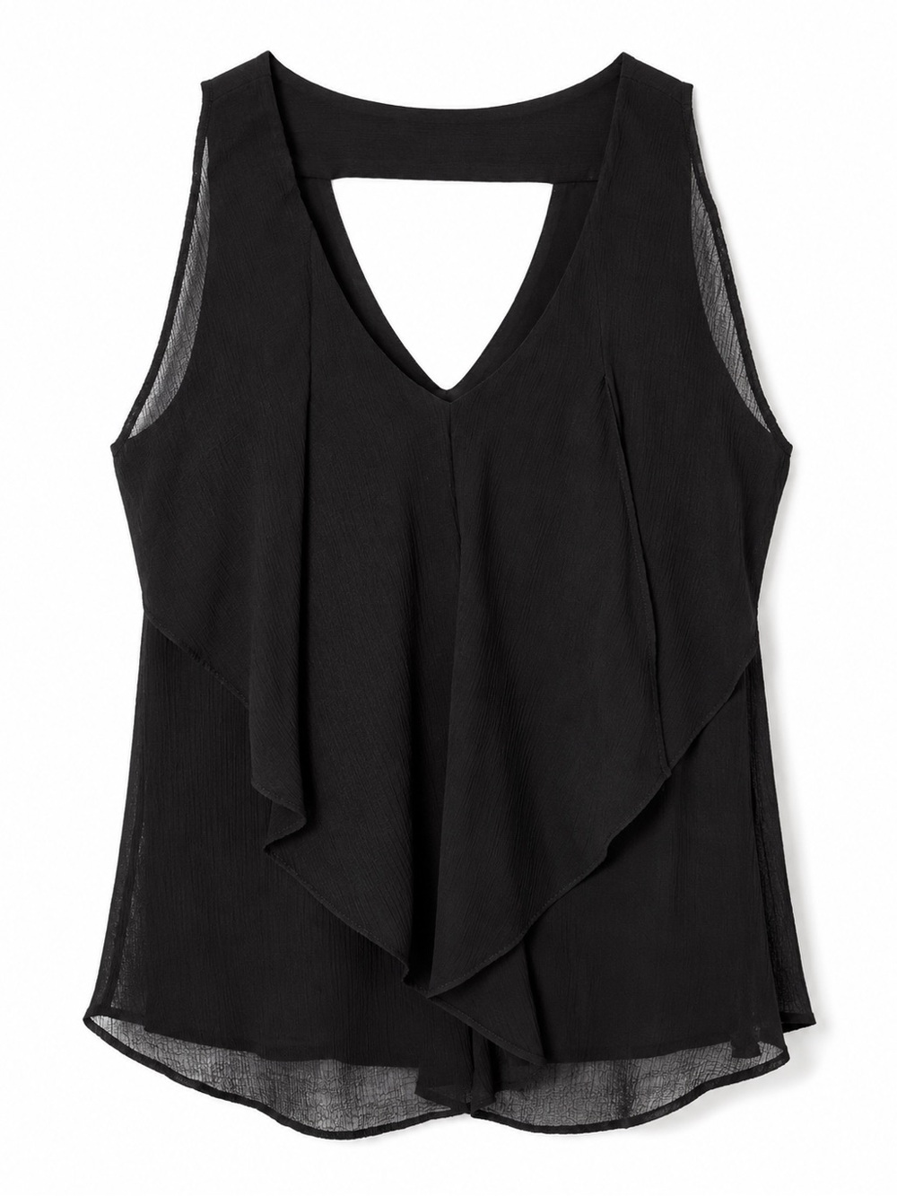 IZ Byer Black Flowy Layered Blouse Size Medium Sleeveless